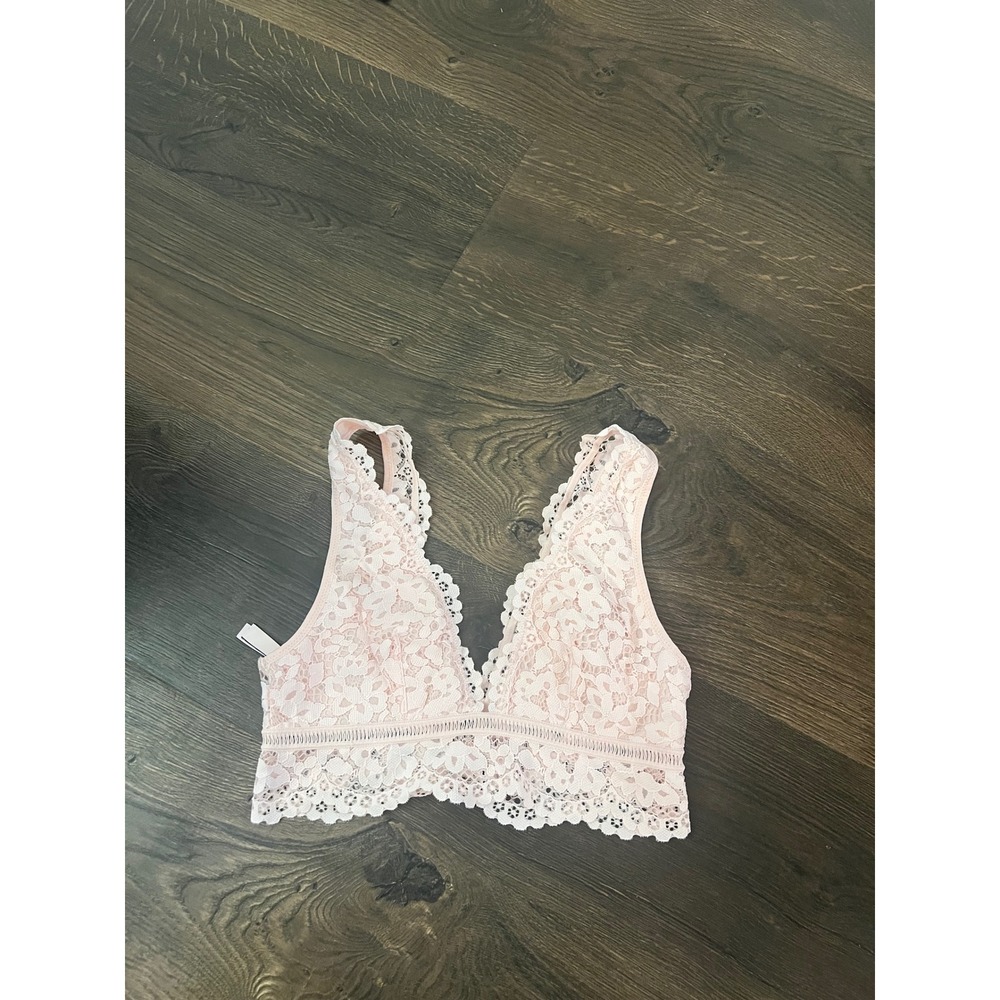 Victoria's Secret Pink Floral Lace Bralette Longline V-Neck‎ Small S/P/CH